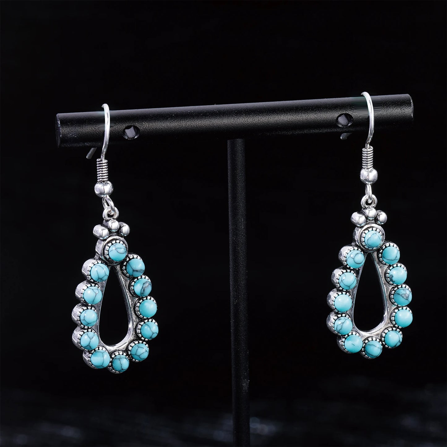 925 Silver, Turquoise Earrings, Women's Earrings with 12 Turquoise Stones