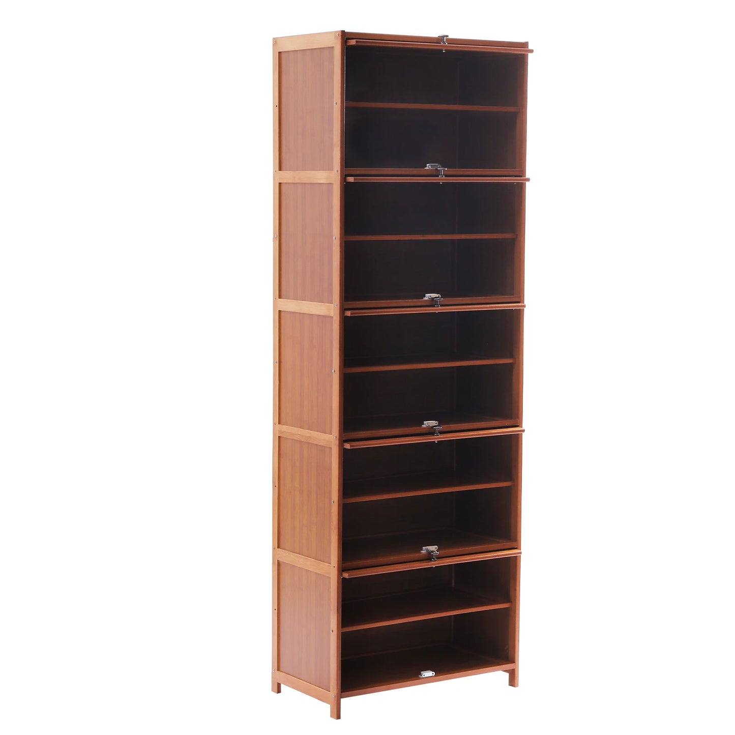 10 Tier Shoe Storage Rack Bookshelf with Cabinet Concealed Sliding Doors