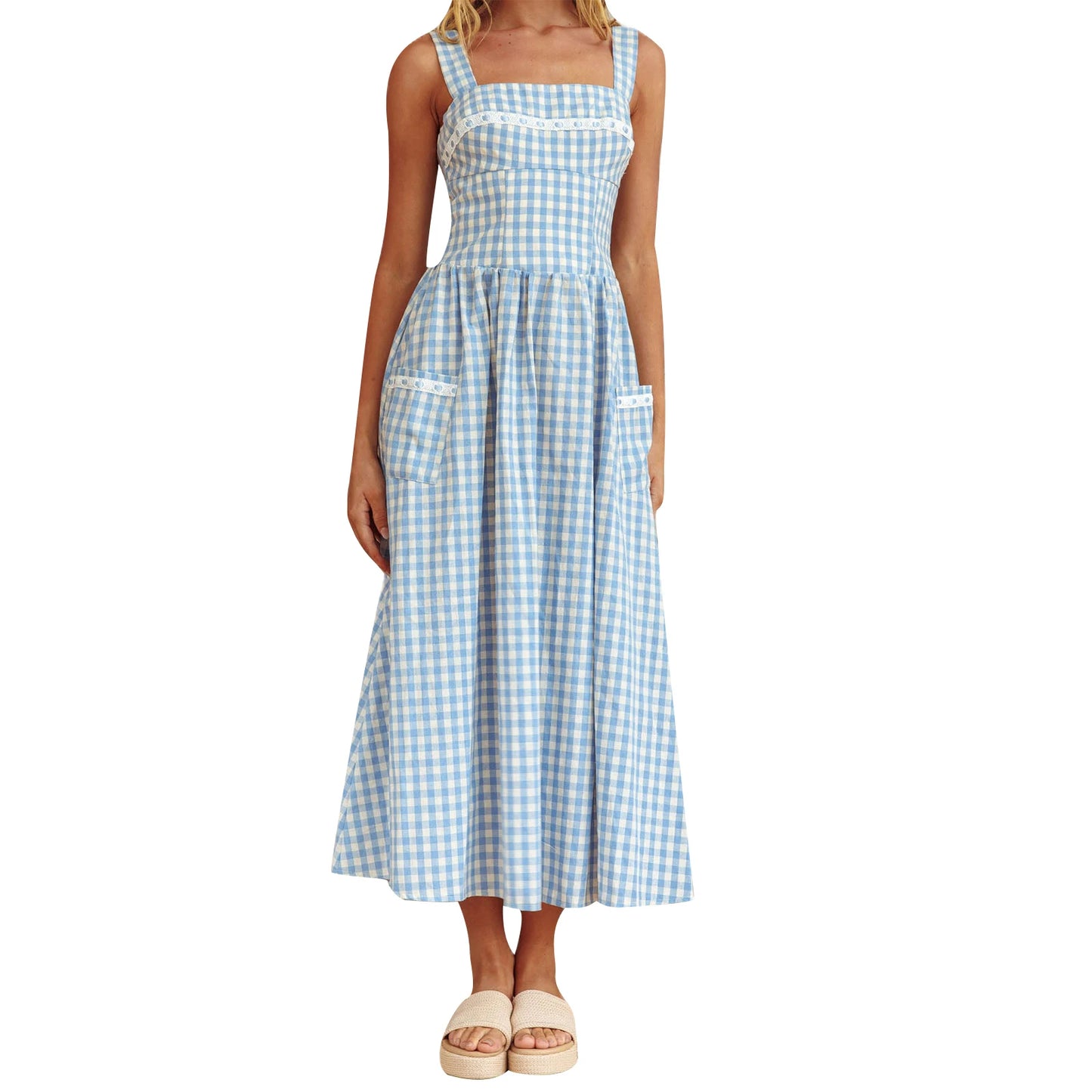Sleeveless Floral Print Maxi Dress with V-Neckline and Adjustable Spaghetti Straps
