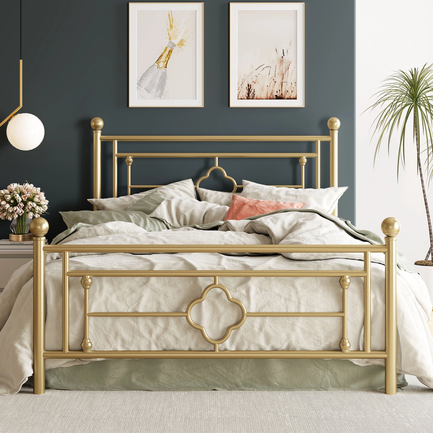 Metal Platform Bed Frame, Vintage Victorian Style