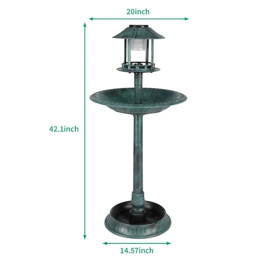42" H Round Bird Bath with Solar Light