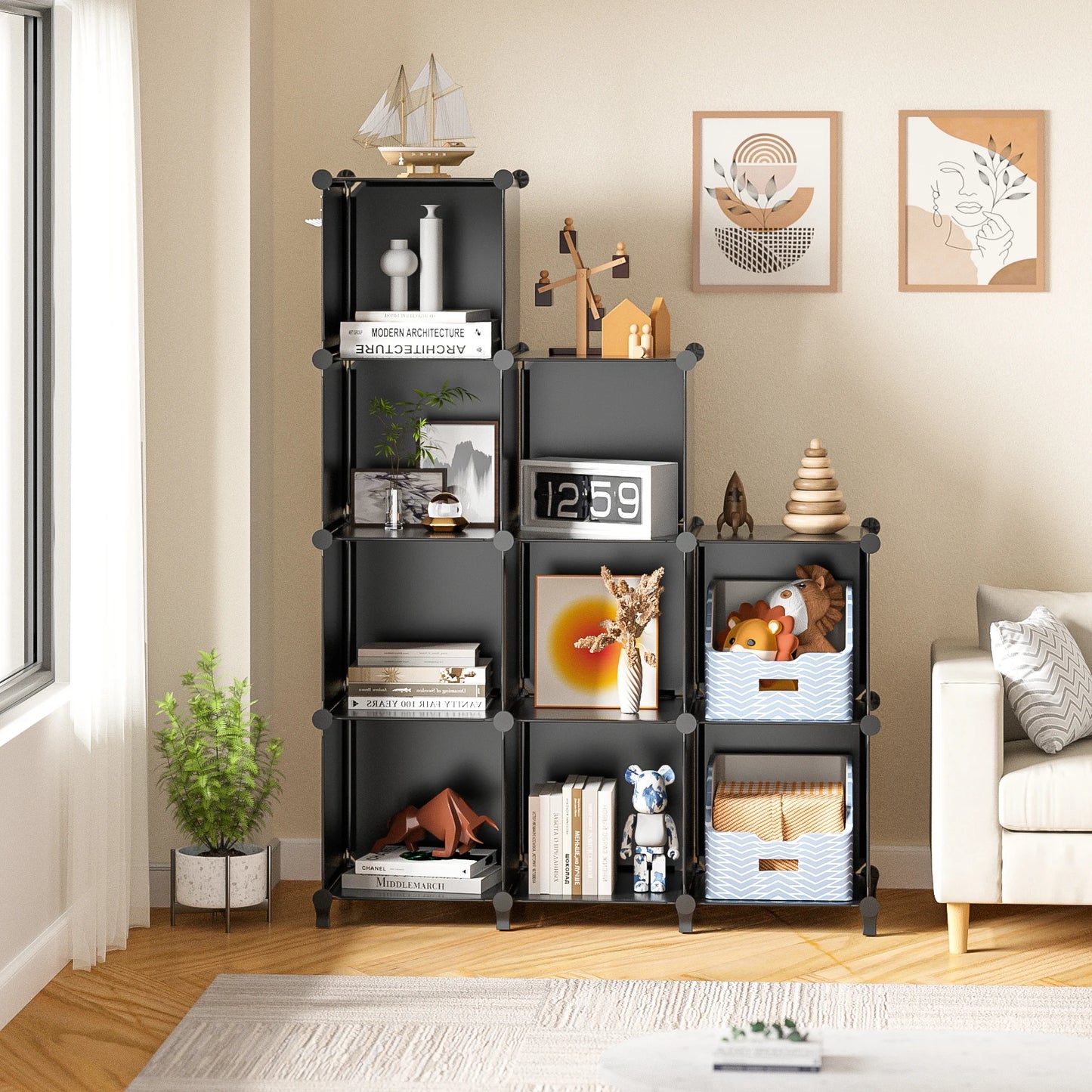 Closet Organizer, 9 Cube Closet Organizers and Storage,DIY Stackable Clothes Organizer Shelving,Cube Storage Organizer