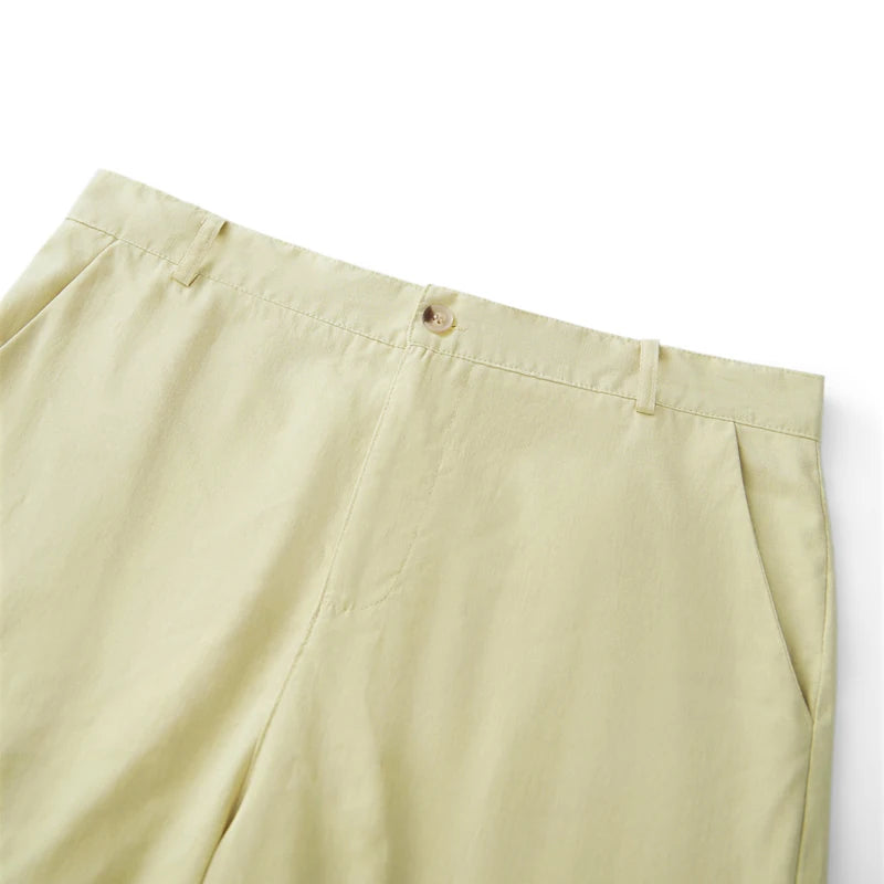 Men s Casual Elastic Waist Shorts with Pockets and Rolled Hem