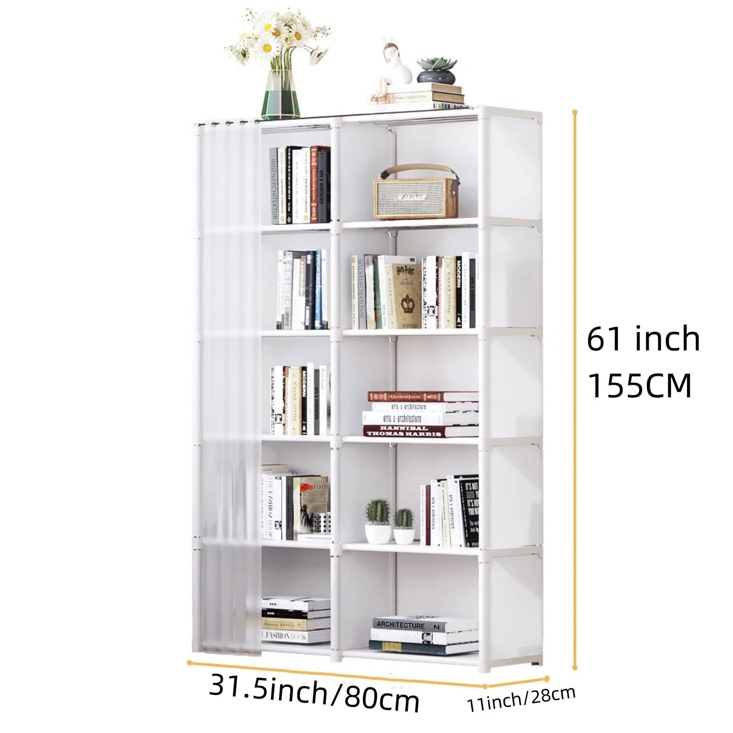 6-Layer Double Row Storage Rack with Curtain