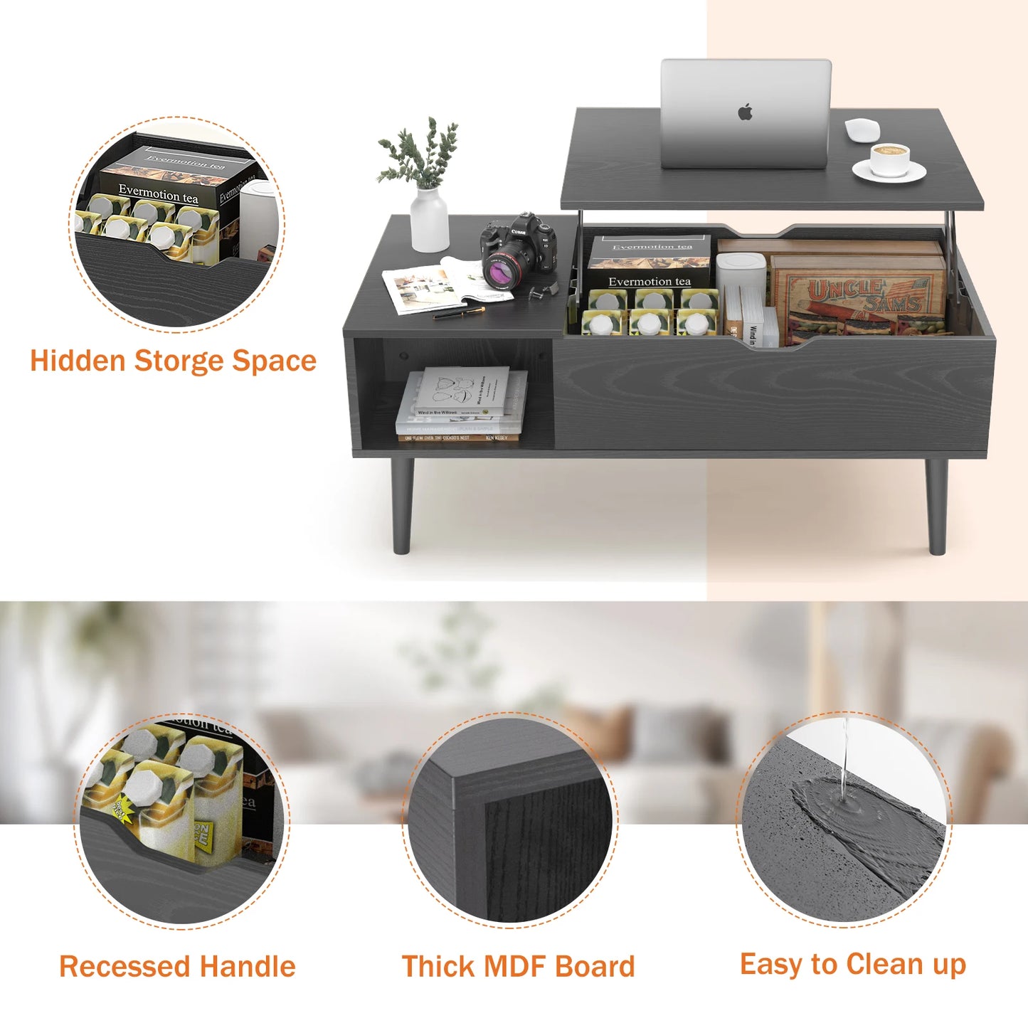Lift Top Coffee Tables  Shelf Easy Lift Or Lower