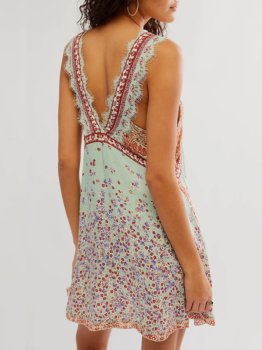 Women’s Sleeveless Lace Trim Dress
