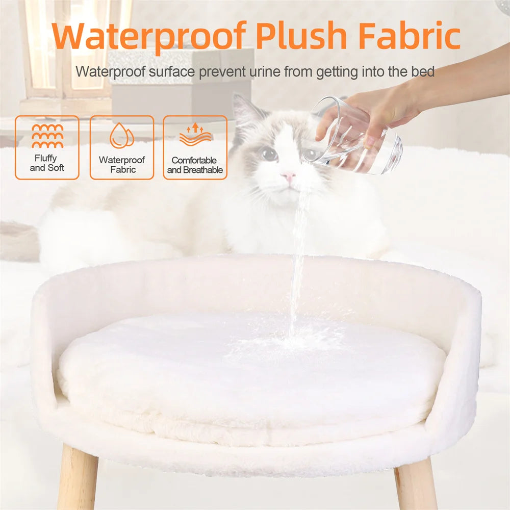 Ultra Soft Elevated Dog Cat Sofa Bed Couch Puppy Chair Backrest Stool Seat Lounger with Removable Waterproof Padded Cushion