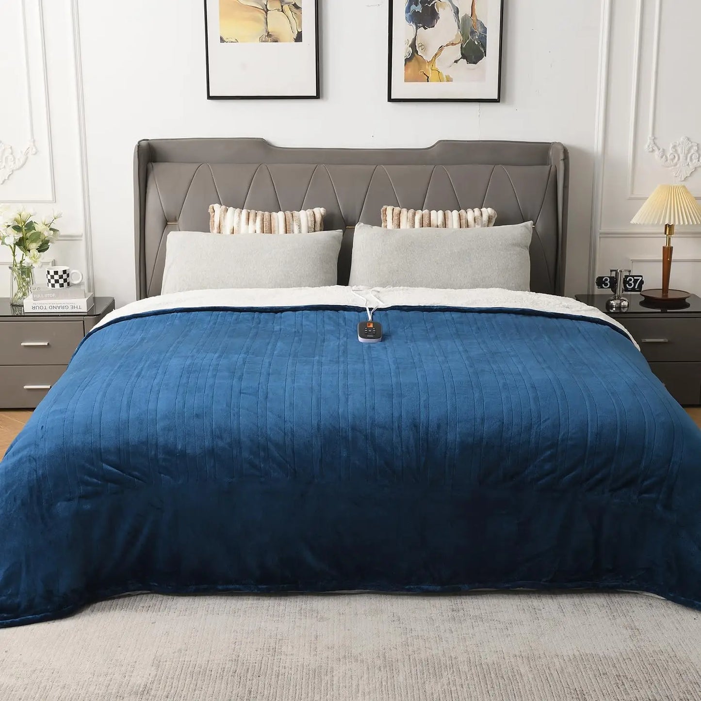 Electric Blanket Full Size,Durable Flannel and Soft Sherpa,Dual Control,77”×84” Heated Throw Blanket, 10 Heat Levels&0.5-12h