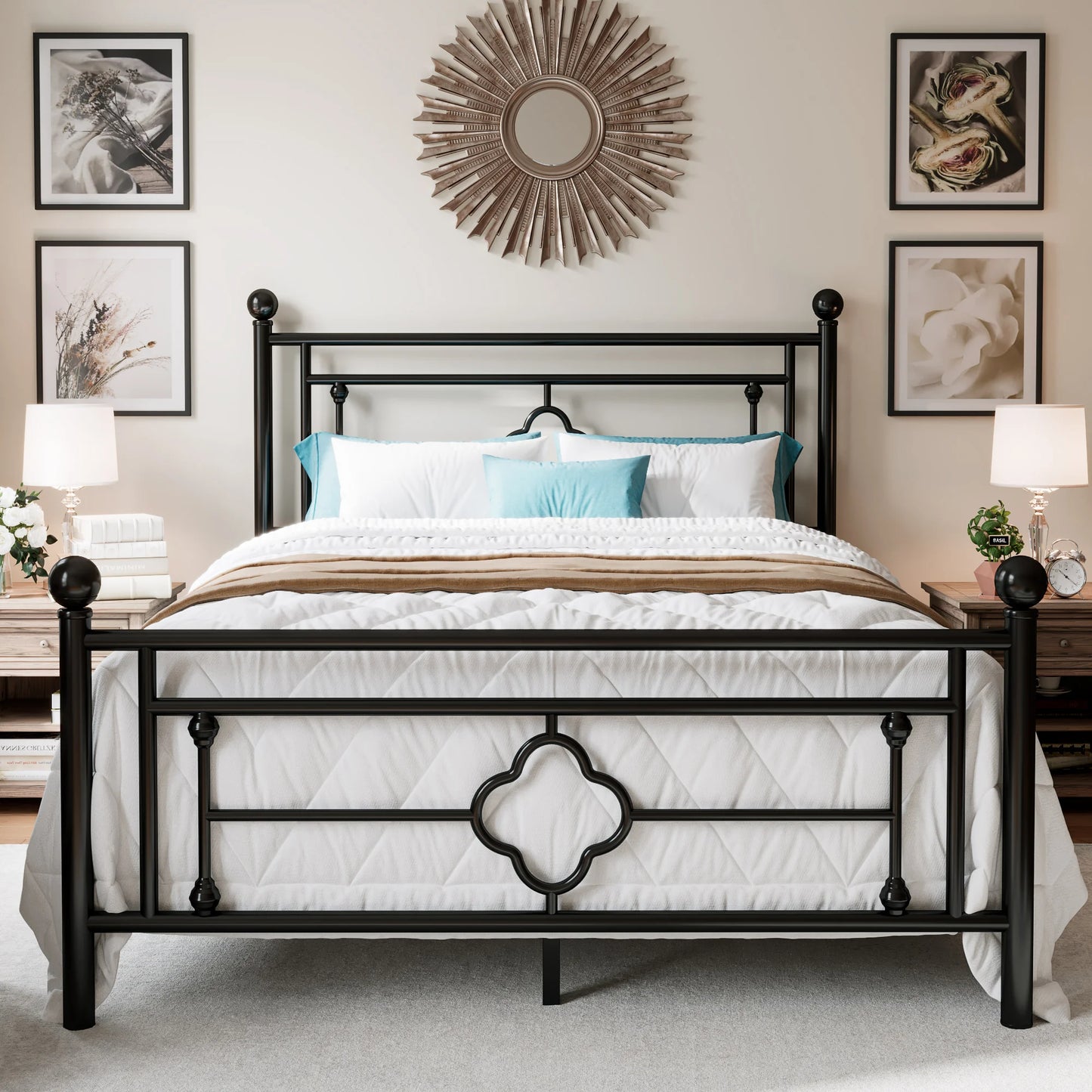 Metal Platform Bed Frame, Vintage Victorian Style
