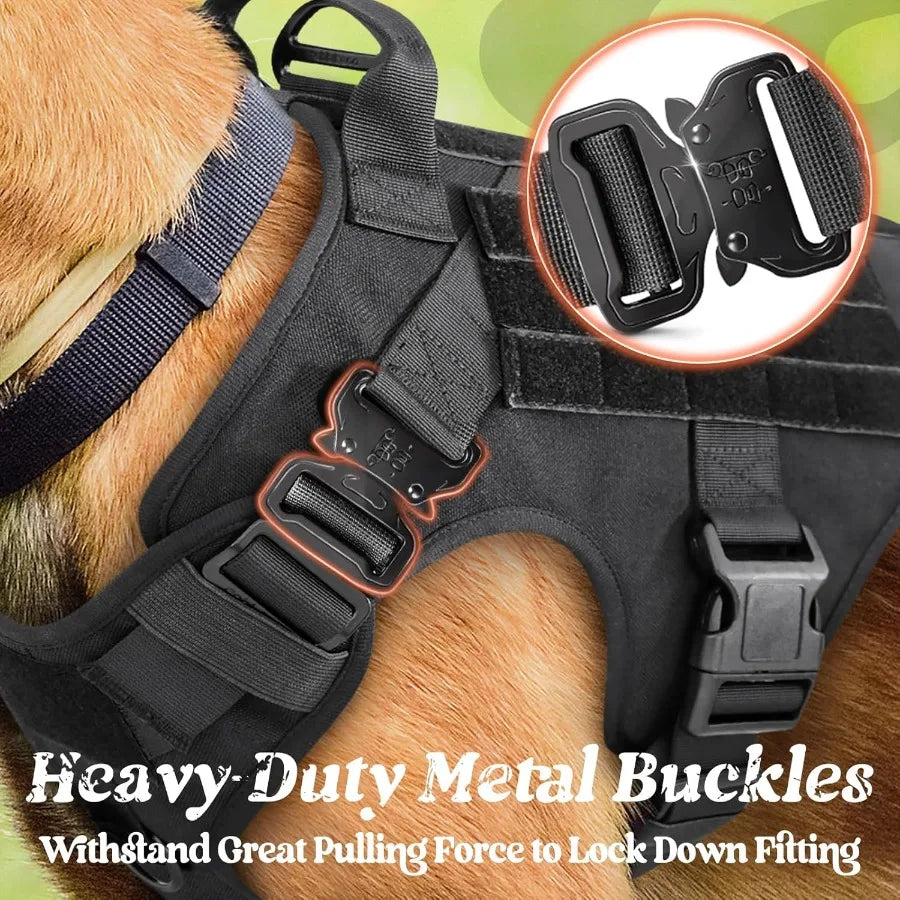 Tactical Dog Harness for Large Heavy Duty Pet Harness with Handle Service Vest for Large Breed Dogs Adjustable Military