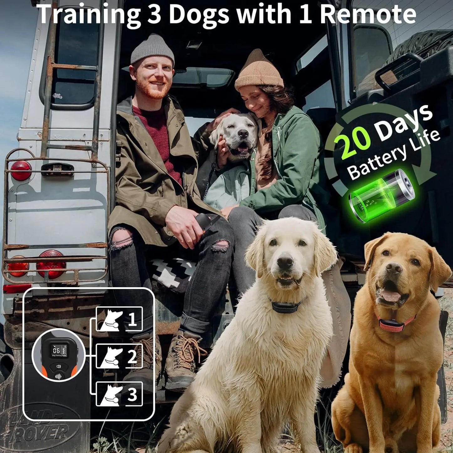 No-Shock Dog Training Collar with Remote for 2 Dogs, 9 Vibration Levels & Beeps, Waterproof Up to 120lbs