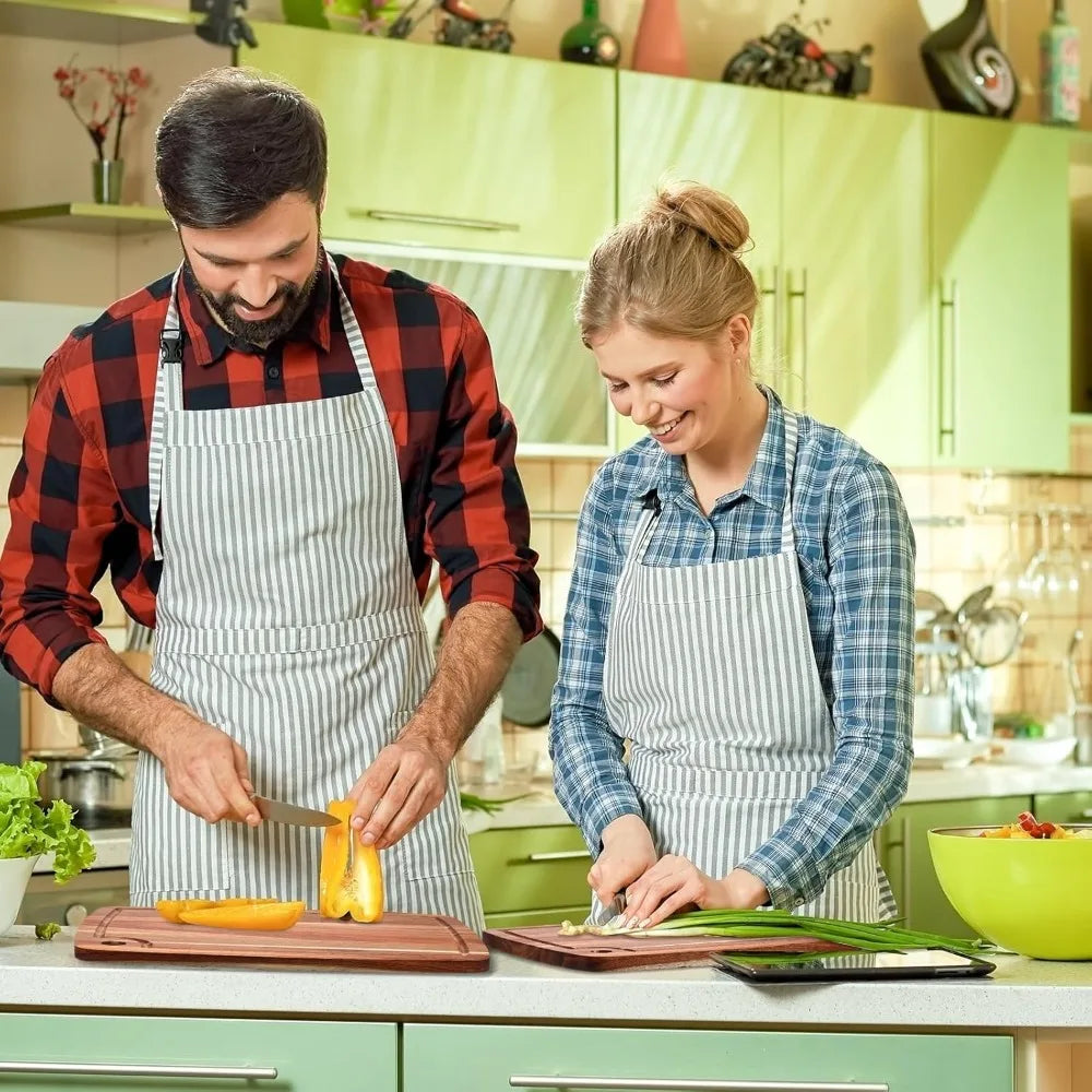 Acacia Wood Cutting Board, 14x10 Inches, Reversible Kitchen Chopping and Serving Tray