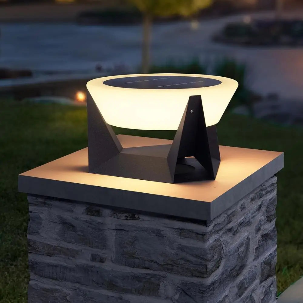 r Post Lights, 15" Outdoor Column Light Waterproo, 3000K Lighting ern Pillar Lights, Dusk to Large r Lantern, Patio LED Round