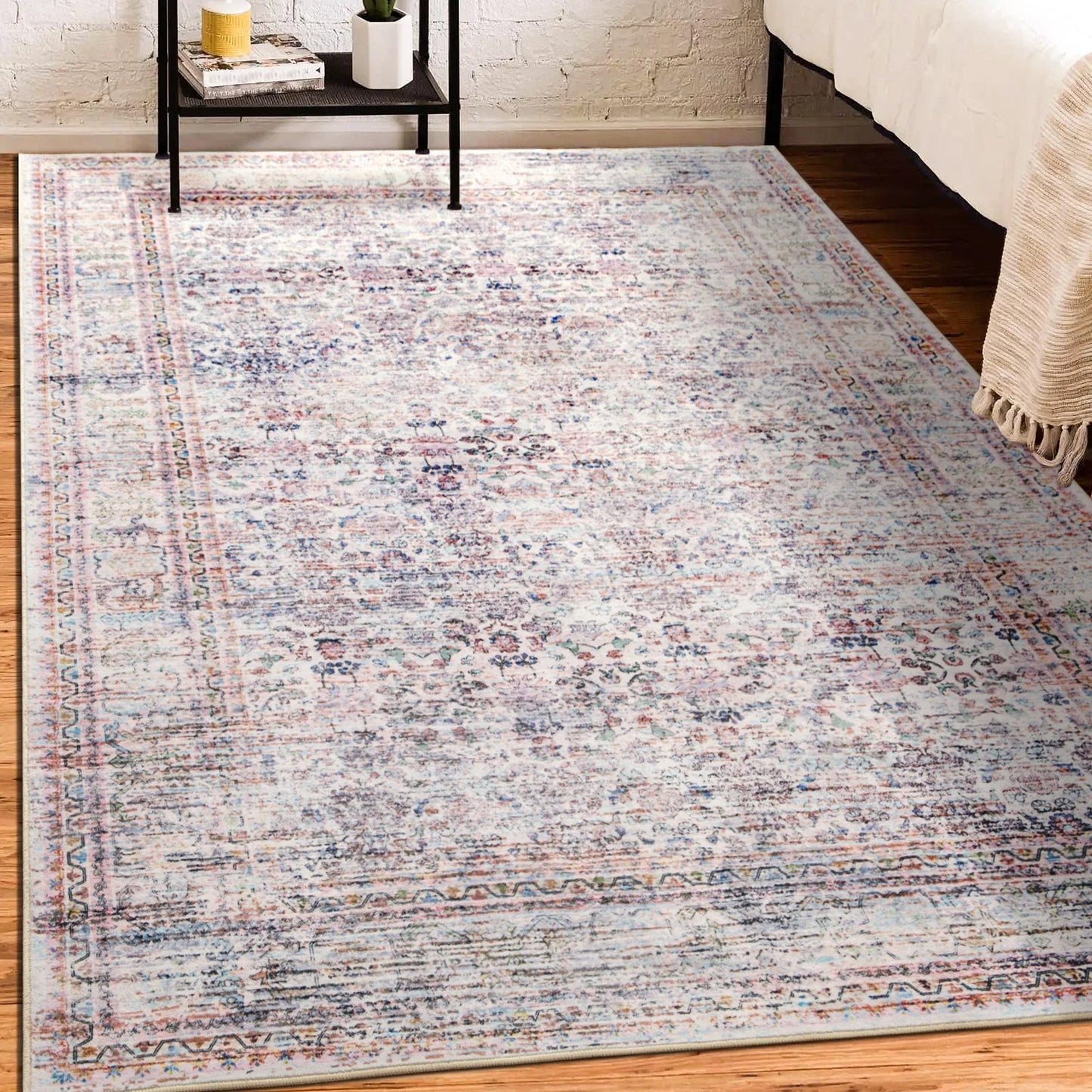 Faux Cashmere Vintage Floral Rugs Soft Accent Area Rug
