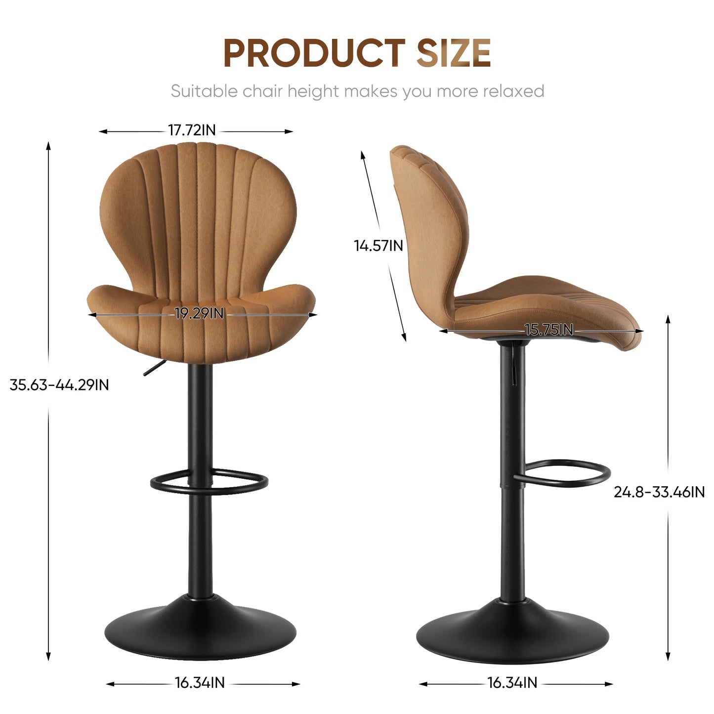 2 Pcs Set Backrest Bar Stools Luxury