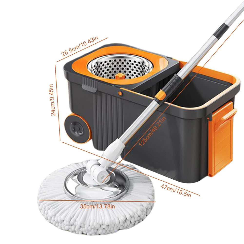 Mop Bucket Set  Microfiber Pads Automatic Dehydration Mop