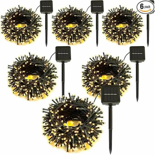 6Pcs Solar String Lights,600 LED 236Ft,Outdoor Waterproof   Multicolor Led Lights for Garden Party Weding Christmas Decorations