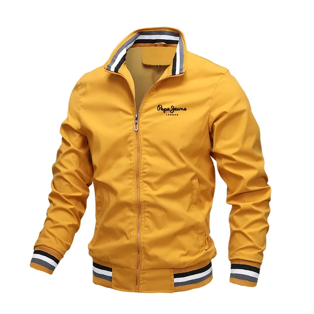 Autumn and Winter Men's Stand Collar Casual Zipper Jacket Outdoor Sports Coat Windbreaker Waterproof Bomber