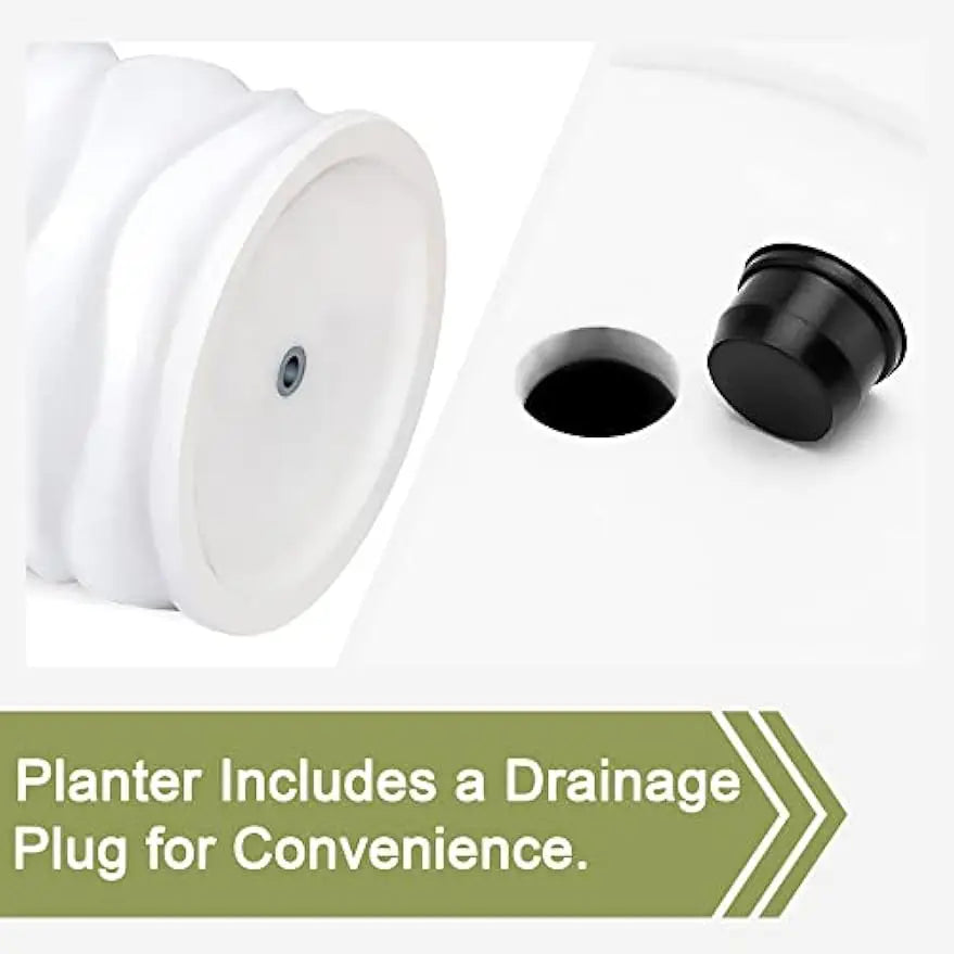 Tall Planters for Outdoor Plants, Set of 2 Indoor Outdoor Garden Plant Pots with Drainage Hole and Rubber Plug