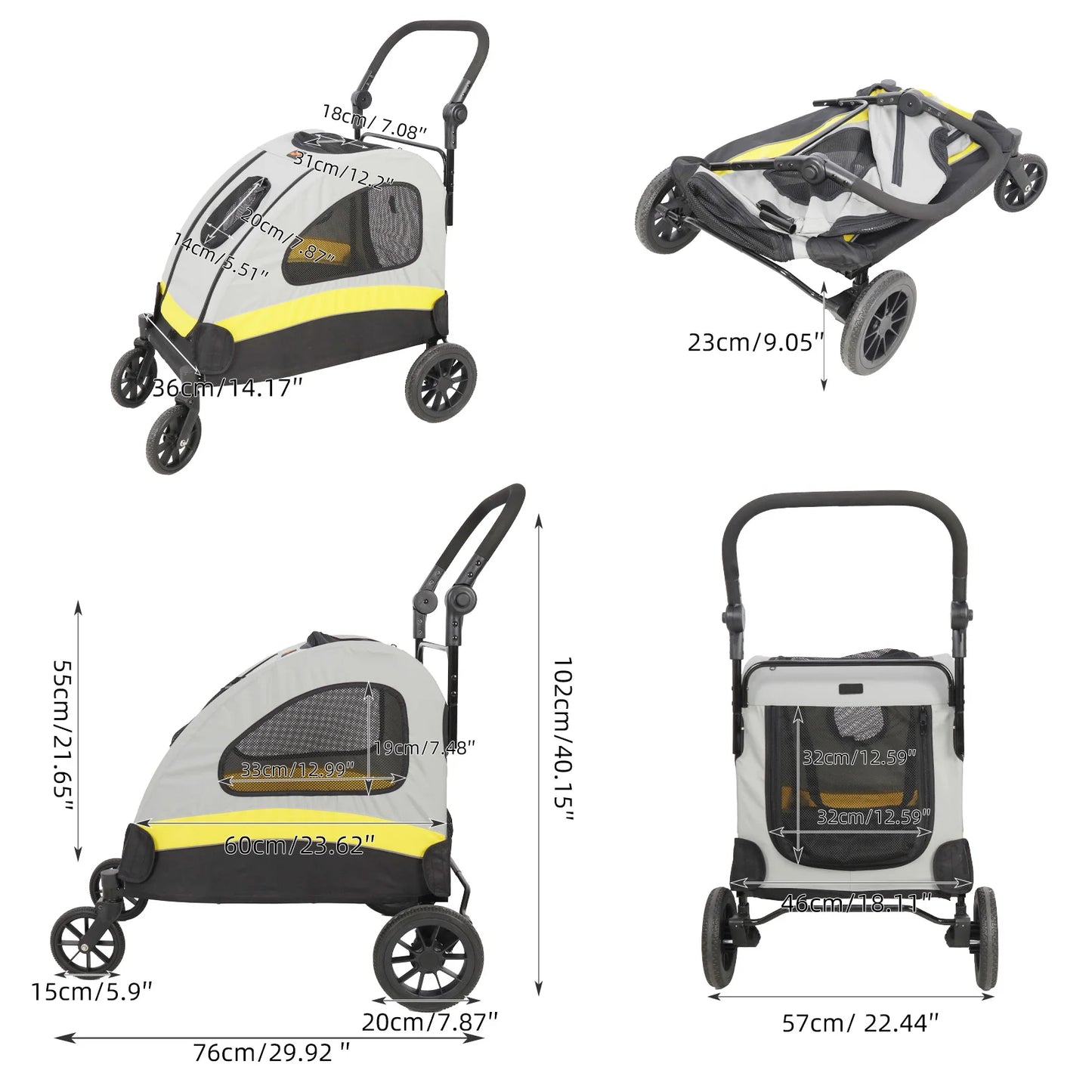 Portable Dog Stroller Pet Jogger Wagon Foldable Cart