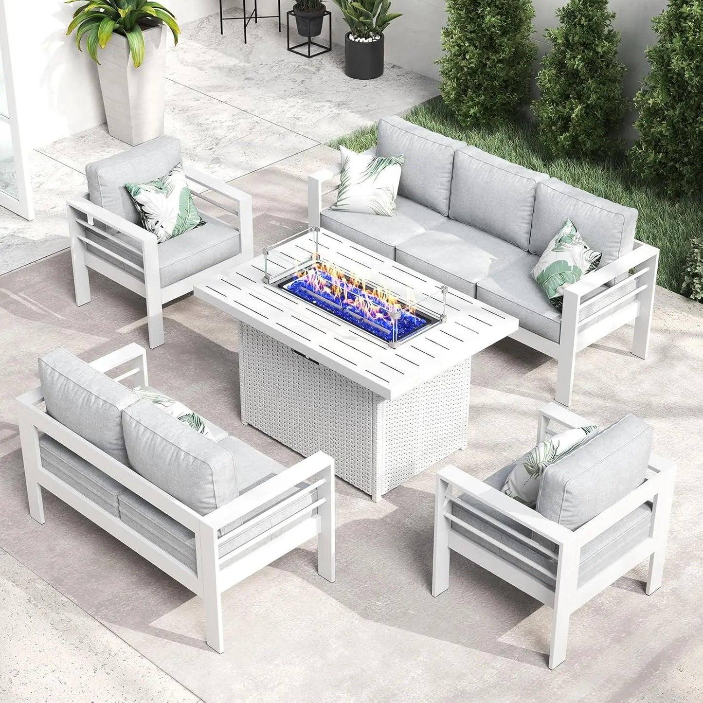 Aluminum Furniture with Fire Pit Table,