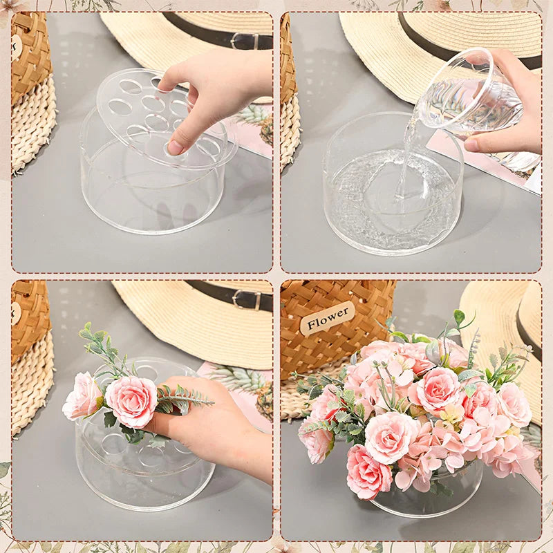 12 Hole Circular Acrylic Vase, 2.55 Inches High