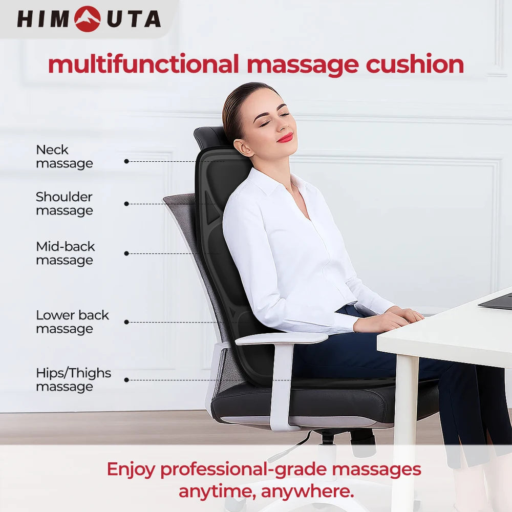 Electric Back Massager Full-Body Massage Chair Cushion Heating Vibrator Car Home Office Relaxatio Lumbar Neck Mattress Chair