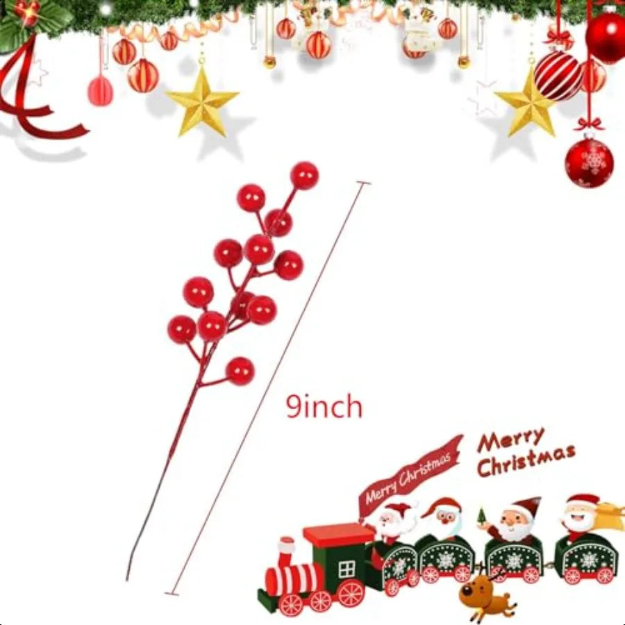 35 Pack Christmas Tree Decorations 9 inch Artificial Red Berry Stems Red Berries
