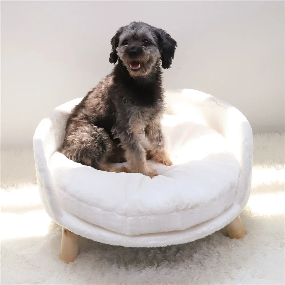 Ultra Soft Elevated Dog Cat Sofa Bed Couch Puppy Chair Backrest Stool Seat Lounger with Removable Waterproof Padded Cushion