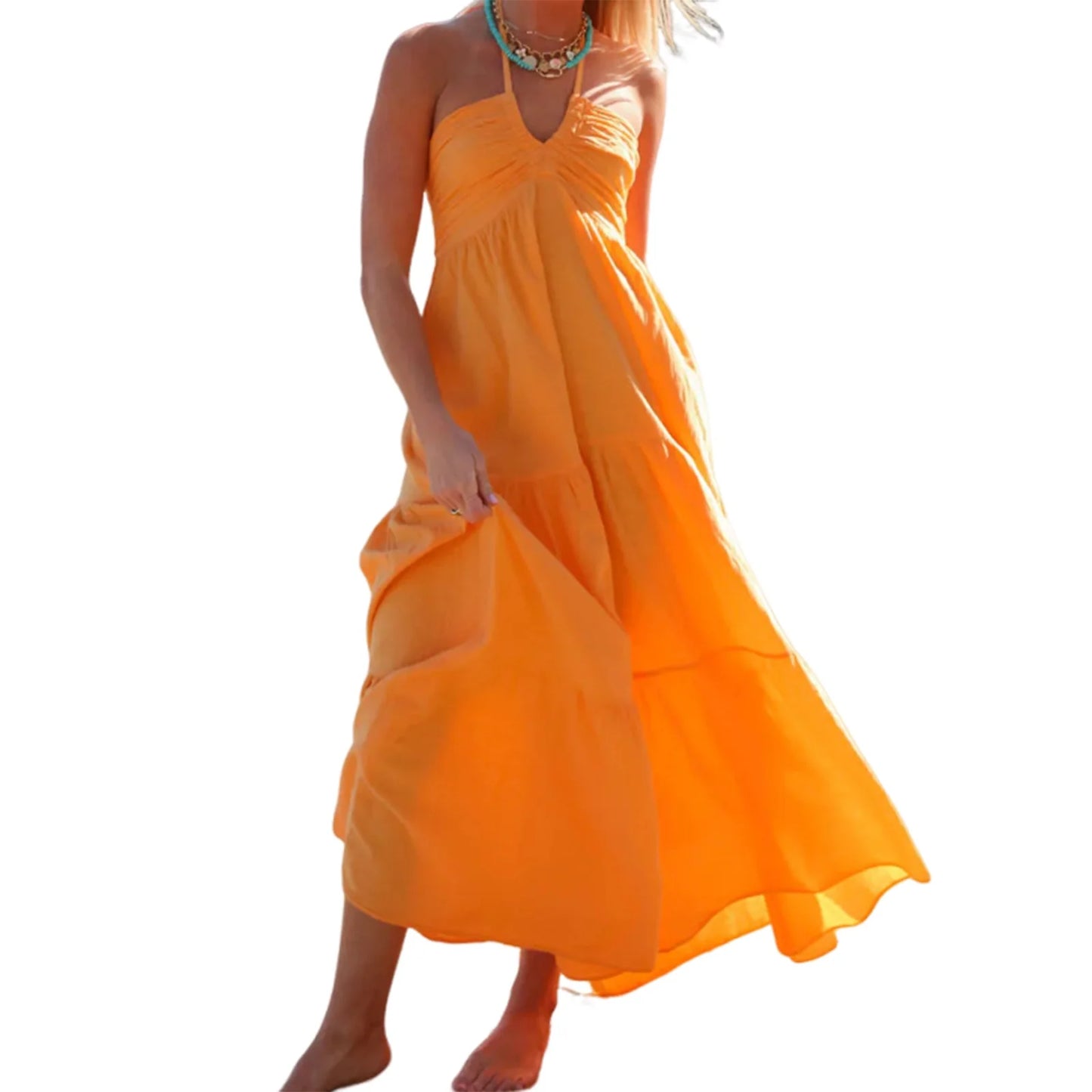 Elegant Sleeveless Maxi Dress  for Summer Beach Wedding Party Vacation Wear