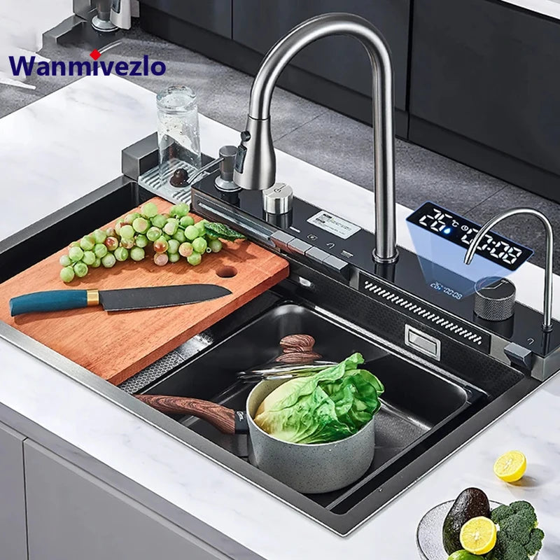 Stainless Steel Waterfall Kitchen Sink