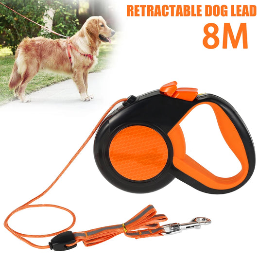 8M Retractable Dog Lead Heavy Duty Pet Walking Leash  Non-Slip Handle for Small Medium Large Dogs