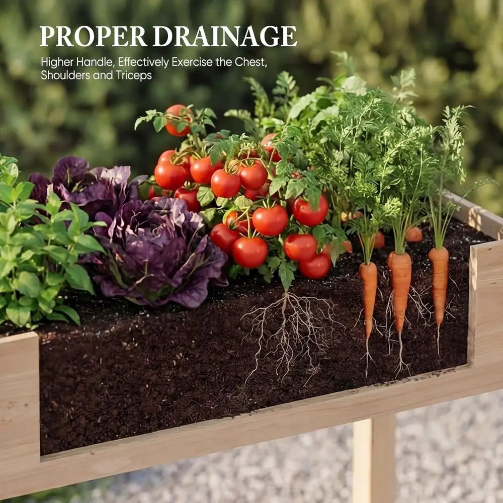Raised Garden Bed with Legs, 34x18x30 Inch Planter Box Outdoor with Liner or Herbs lowers Vegetables, Elevated Wooden Gard