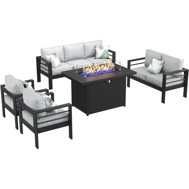 Aluminum Furniture with Fire Pit Table,