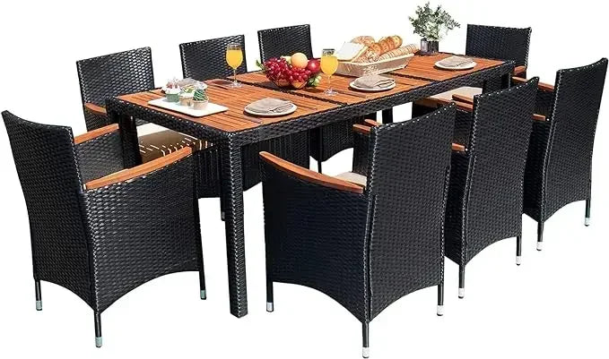 Patio Conversation Set with Acacia Wood Top,