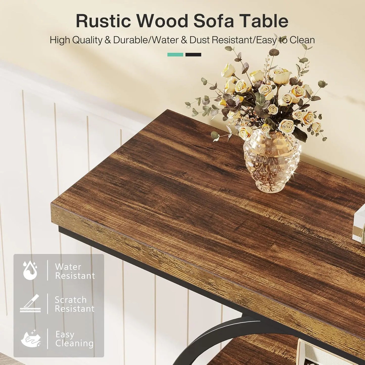 41.3" Console Table, 4-Tier Sofa Table Entryway Table