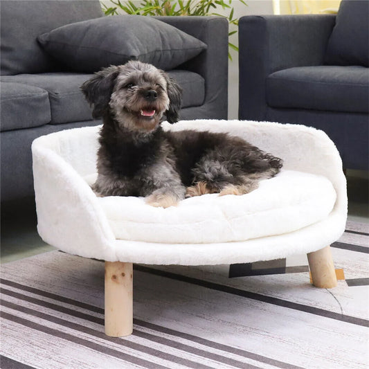 Ultra Soft Elevated Dog Cat Sofa Bed Couch Puppy Chair Backrest Stool Seat Lounger with Removable Waterproof Padded Cushion