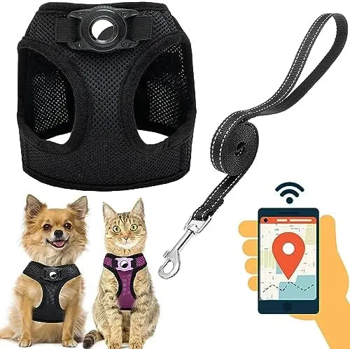 Small Dog Harness with Airtag, Reflective Leash Set – Safe & Easy Walking  

SEO Title: Small Dog Harness + Airtag Set – Safe Wa
