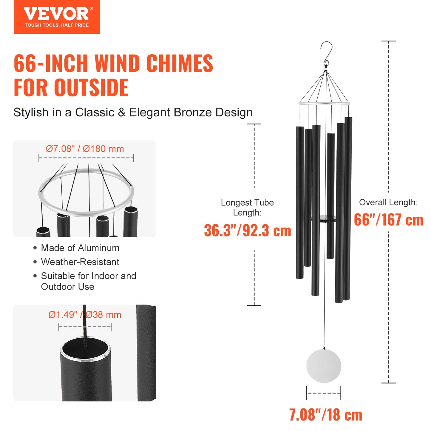 VEVOR Wind Chimes for Outside Garden