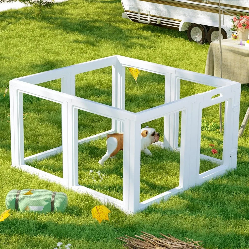 Citylife Dog Playpen with Door Clear Pet Playpen for Indoor Outdoor