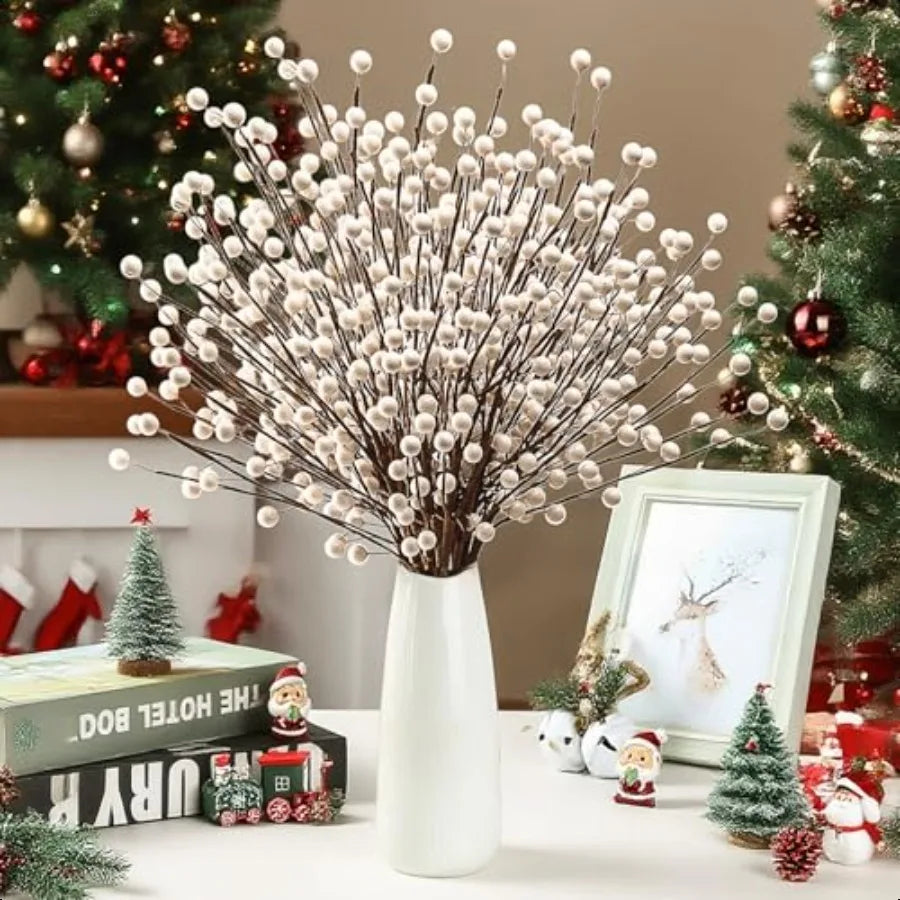 Winter Decorations 12Pcs Artificial Berry Stems White Berry Picks for Christmas Holiday Home