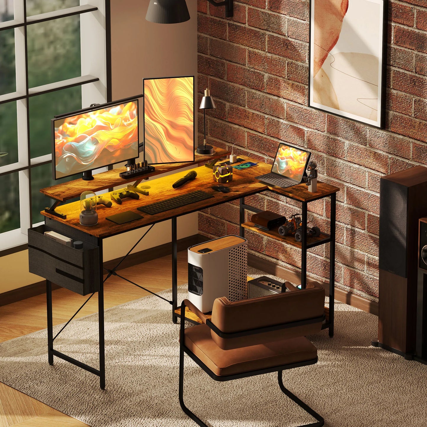 58" Reversible L Shaped Computer Desk