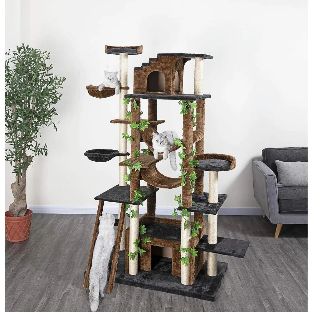 77-Inch Cat Tree, Brown/Black