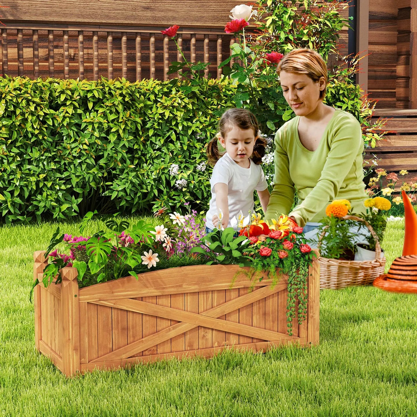 Wooden Raised Garden Bed Elevated Outdoor Planter Box