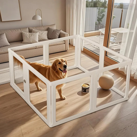 Citylife Dog Playpen with Door Clear Pet Playpen for Indoor Outdoor
