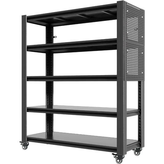 H 5-Shelf Metal Storage Shelves, 2000 lbs Garage Shelving Unit with Pegboard, Adjustable Industrial Heavy Duty Storage Rack