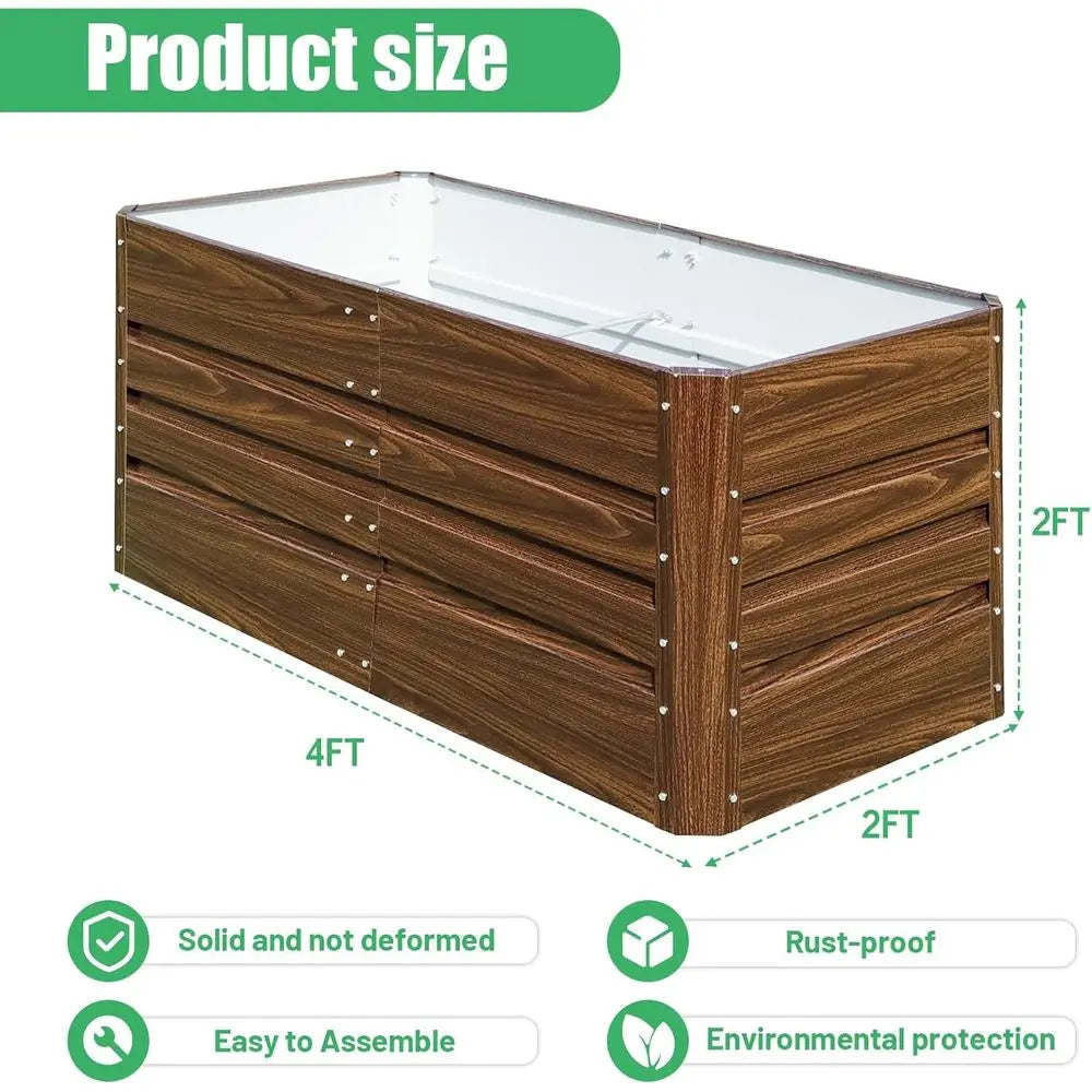 2 Pcs 4x2x2T Raised Garden Bed Galvanized Planter Garden Boxes Outdoor, Deep Root Planter Raised Bed or Vegetables