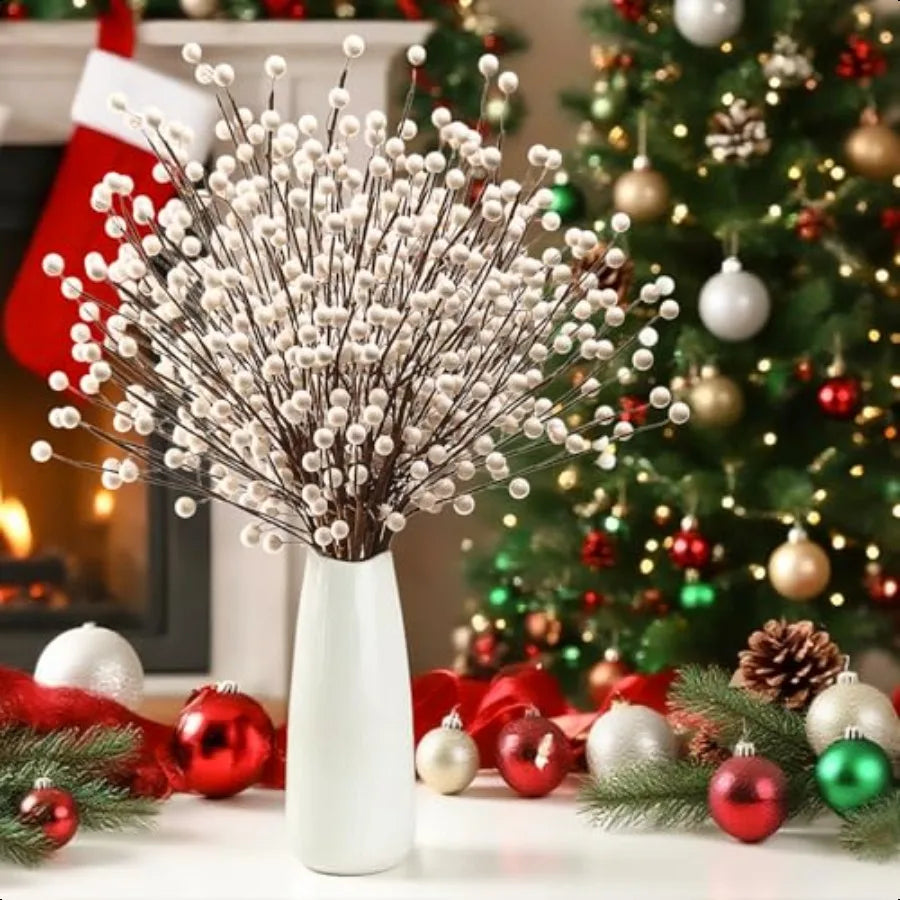 Winter Decorations 12Pcs Artificial Berry Stems White Berry Picks for Christmas Holiday Home