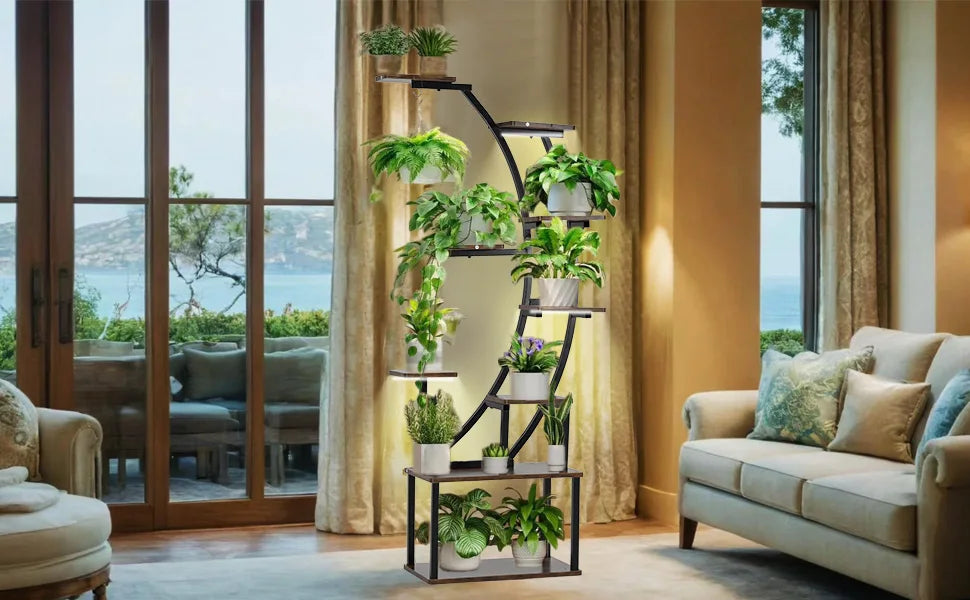 Black Plant Stand with Grow Light