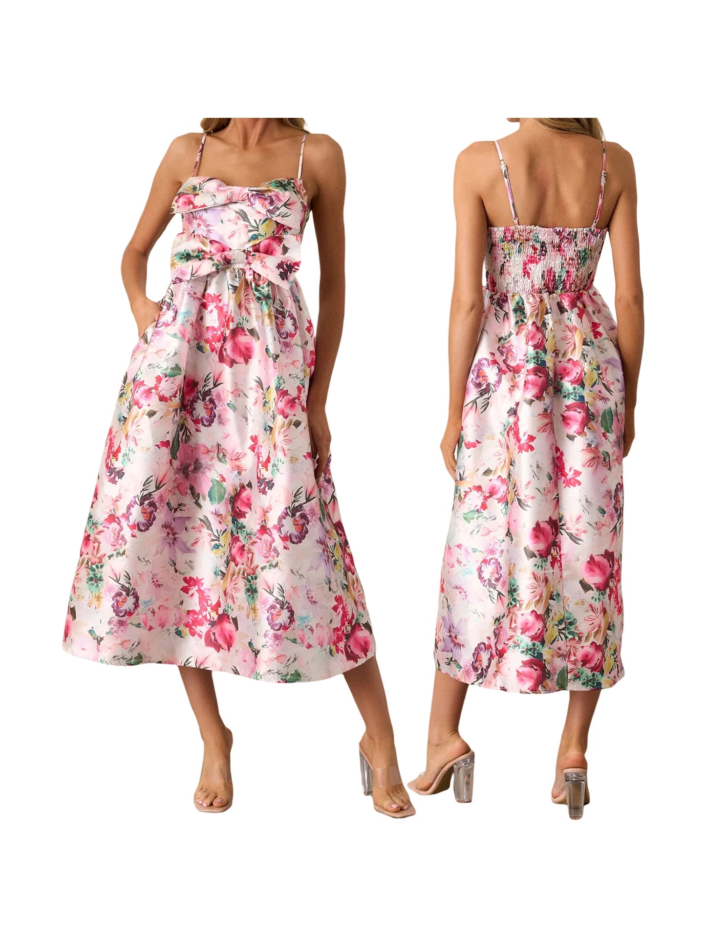 Women s Floral Print Sleeveless Spaghetti Strap Maxi Dress